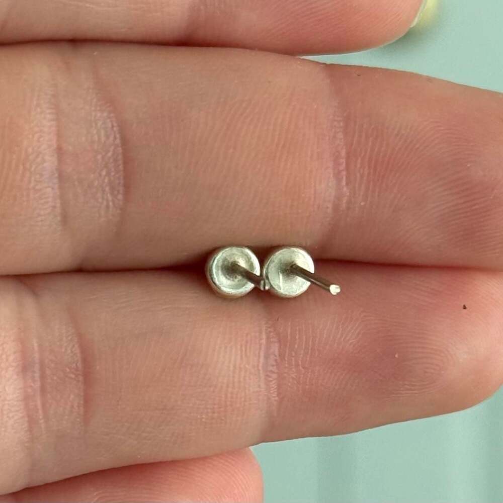 Linda Yazzie Navajo Handmade Sterling Silver Turquoise Stud Earrings - Picture 2 of 2